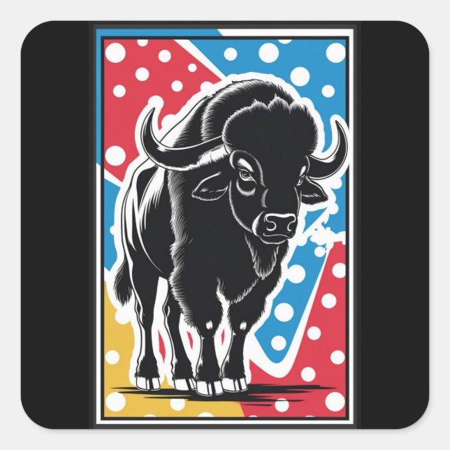 Bison - Buffalo Pop Art Square Sticker (Front)