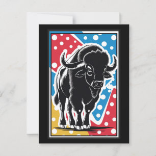 Bison - Buffalo Pop Art Vintage Retro Postcard