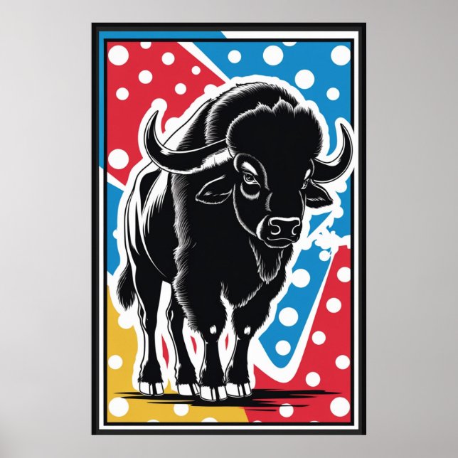 Bison - Buffalo Pop Art Vintage Retro Poster (Front)