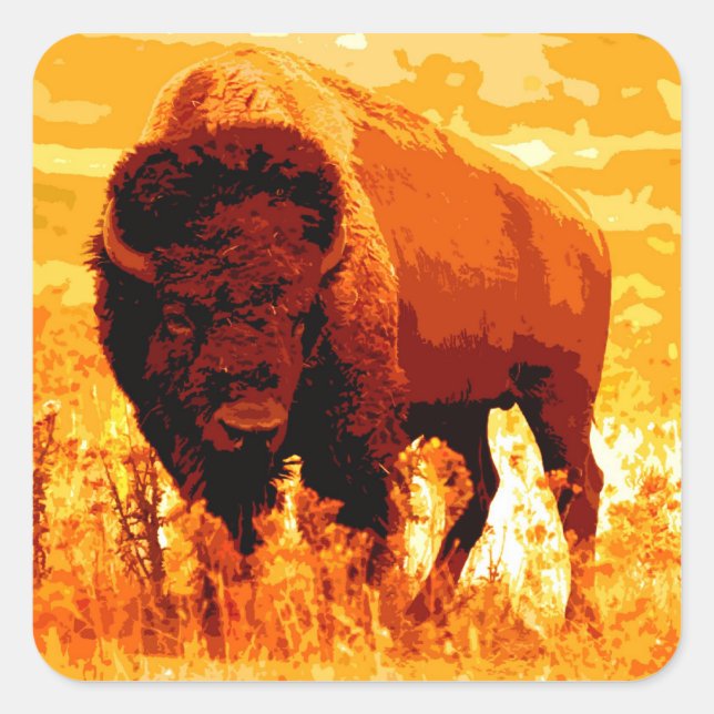 Bison / Buffalo Square Sticker (Front)