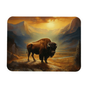 Bison Buffalo Sunset View Magnet