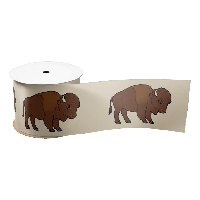 Bison Cartoon 3'In. Satin Ribbon (Spool)
