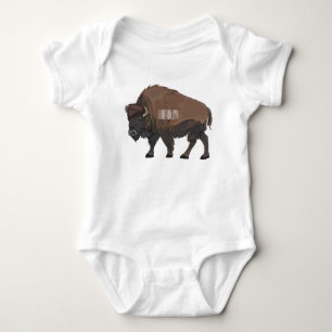 Bison cartoon illustration baby bodysuit