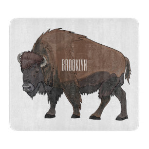Bison cartoon illustration cutting board