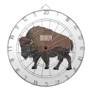 Bison cartoon illustration dartboard