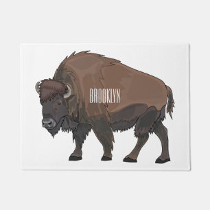 Bison cartoon illustration doormat