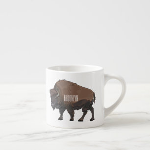 Bison cartoon illustration espresso cup