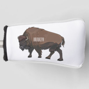 Bison cartoon illustration golf head cover