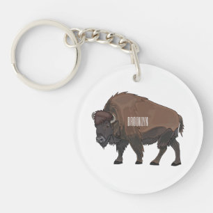 Bison cartoon illustration keychain