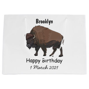 Bison cartoon illustration large gift bag