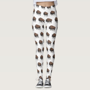 Bison cartoon illustration leggings