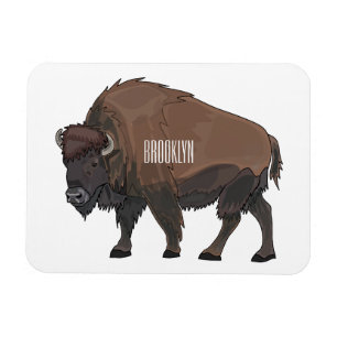 Bison cartoon illustration magnet