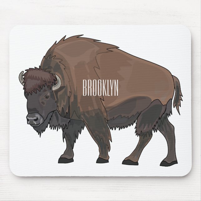 Bison cartoon illustration mouse pad (Front)