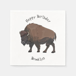 Bison cartoon illustration napkin