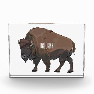 Bison cartoon illustration photo block
