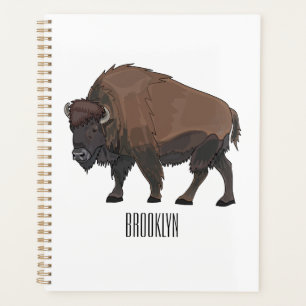 Bison cartoon illustration planner