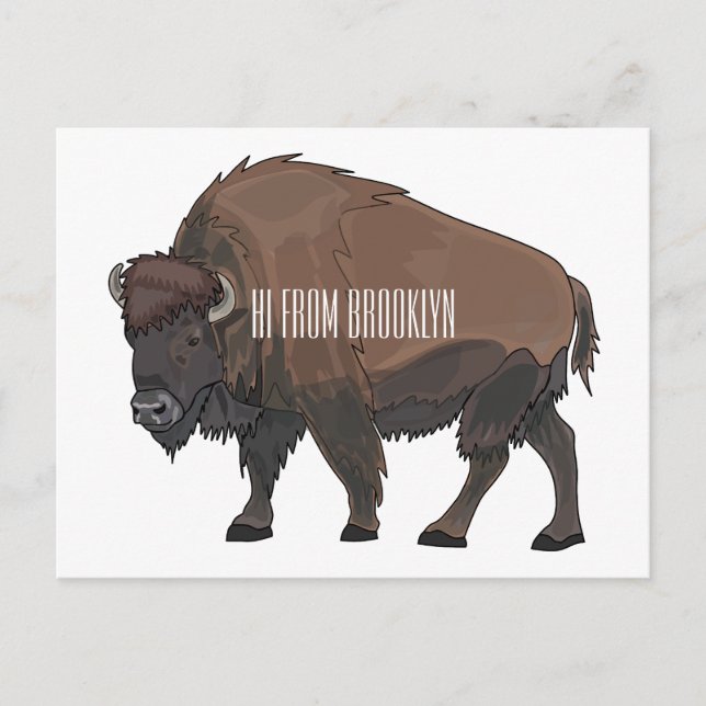 Bison cartoon illustration postcard (Front)
