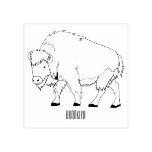 Bison cartoon illustration rubber stamp