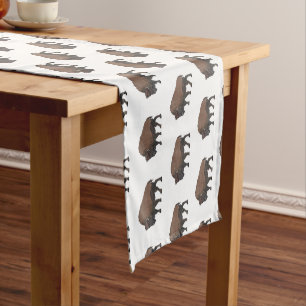 Bison cartoon illustration short table runner