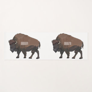Bison cartoon illustration yoga mat