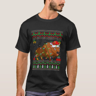 Bison Christmas Lights Santa Ugly Sweater Xmas