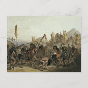 Bison-Dance of the Mandan Indians in front of thei Postcard