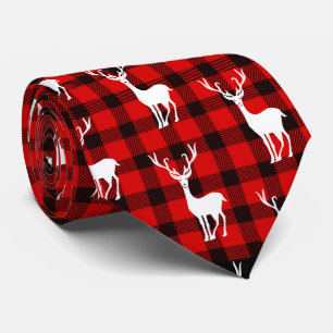 Bison de cerfs Plaid cravate noire rouge