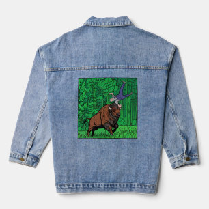 Bison de style Pop Art lançant un homme en demi-te