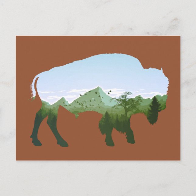 Bison Double Exposure Postcard (Front)