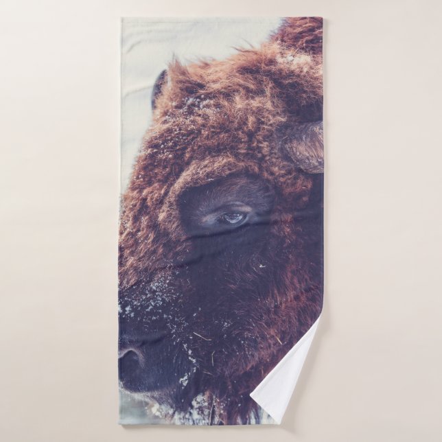 BISON EN HIVER (Serviette de bain)