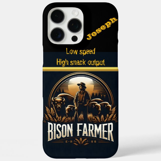 Bison Farmer Stands Proudly Among His Herd at Dusk Case-Mate iPhone Case (Back)