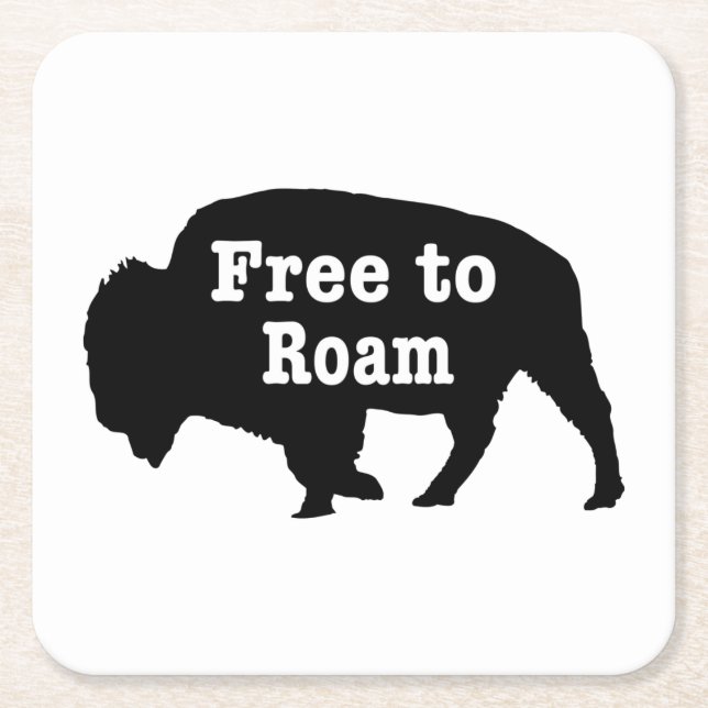 Bison Free To Roam Square Paper Coaster (Front)