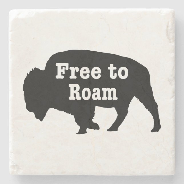 Bison Free To Roam Stone Coaster (Front)