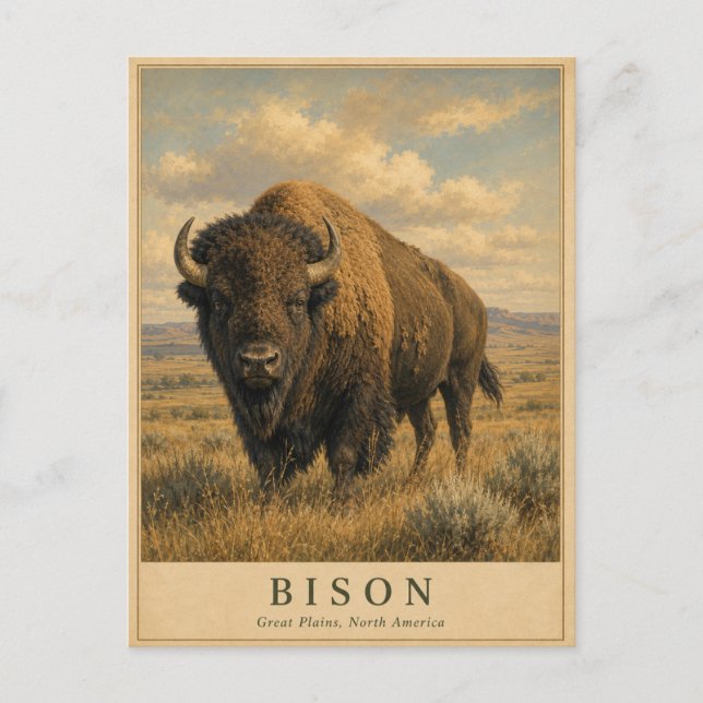 Bison Great Plains VINTAGE Postcard (Front)