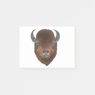 Bison head buffalo wild animal art post-it notes