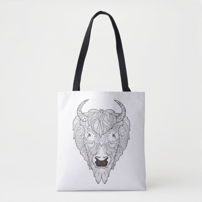 Bison Head Doodle 2 Tote Bag (Front)