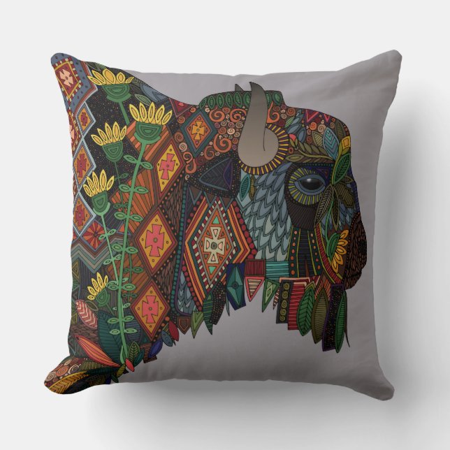 bison heather throw pillow (Front)