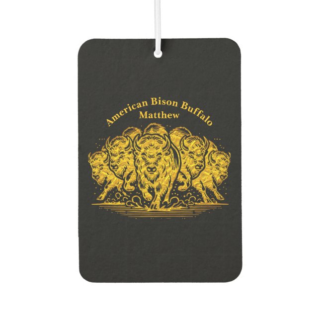 Bison Herd Charging Through the Water in Nature Air Freshener (Front)