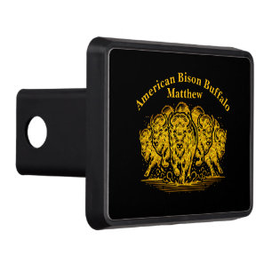 Bison Herd Charging Through the Water in Nature Trailer Hitch Cover
