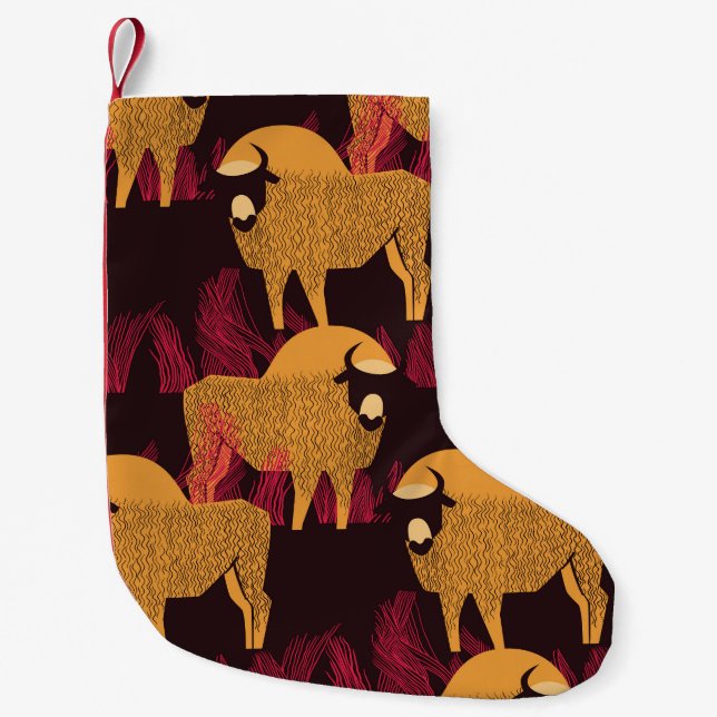 Bison High Grass: Field Pattern. Small Christmas Stocking (Front)
