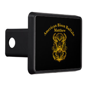Bison Holding a Pumpkin in Detailed Illustration Trailer Hitch Cover