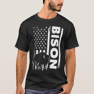 Bison hunting US flag graphic concept T-Shirt
