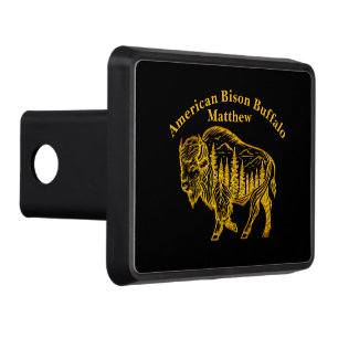 Bison in a Forest Illustration Trailer Hitch Cover