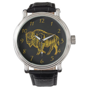 Bison in a Forest Illustration Watch
