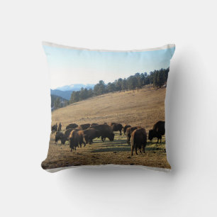 Bison in Colorado Throw Pillow