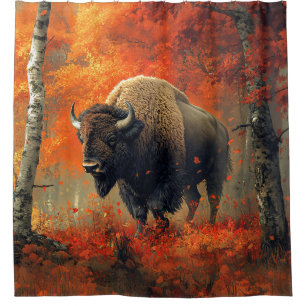 Bison in the Autumn Woods Artwork