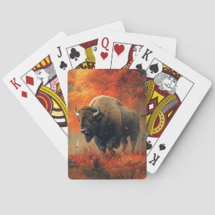 Bison in the Autumn Woods Artwork Playing Cards