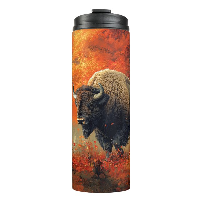 Bison in the Autumn Woods Artwork Thermal Tumbler (Front)