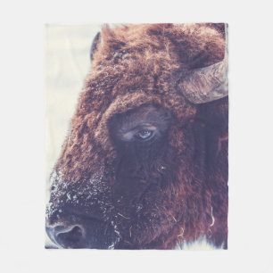 BISON IN THE WINTER FLEECE BLANKET