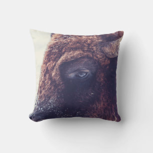 BISON IN THE WINTER THROW PILLOW